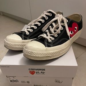 Lightly used Commes Des Garçon Play X Converse Sneakers.  Mens 9 womens 11